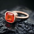 thumbnail image 4 of Square Shape Orange Sapphire Solitaire Ring Rose Gold Plated Antique Ring Bezel Set Birthstone Jewelry Stacking Engagement Ring Gift For Mom, 4 of 5