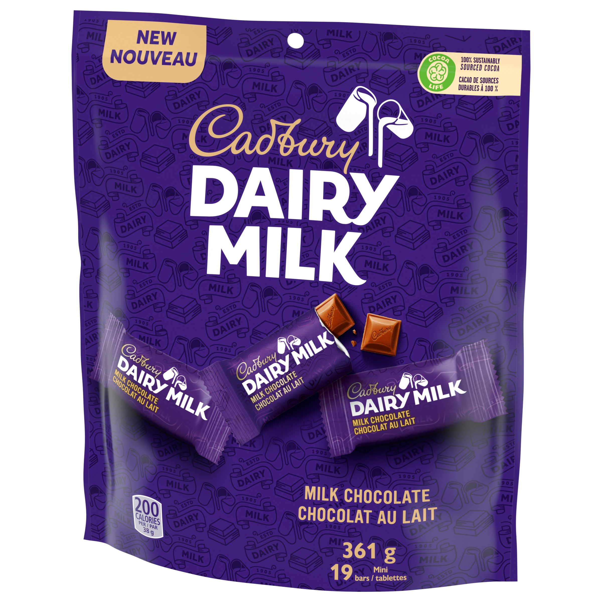 Cadbury Dairy Milk Chocolat Au Lait, 19 Unités, 361 g