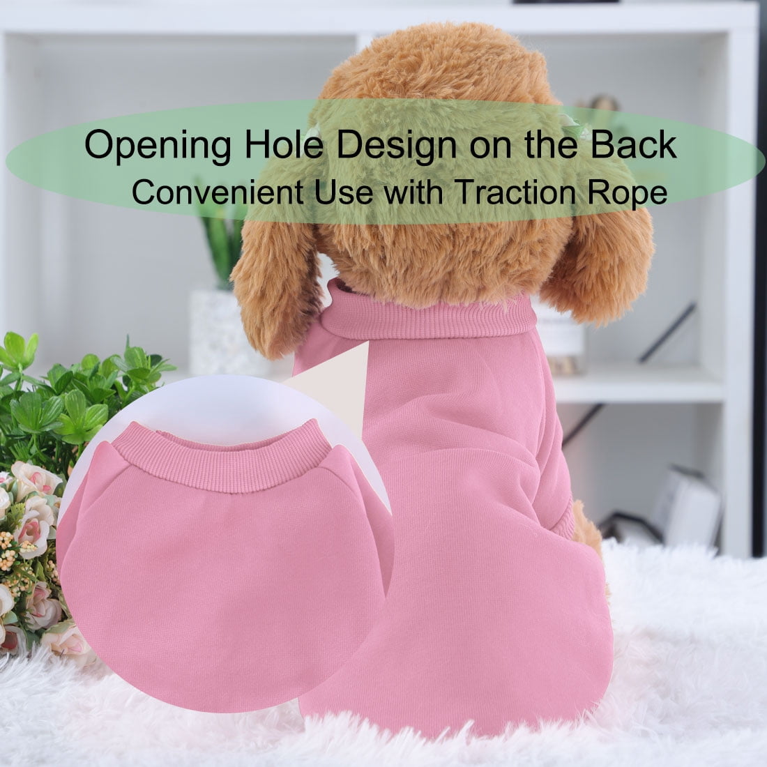 Unique Bargains Cotton Blend Dog Winter Sweatshirt Pet Apparel Fleece Lined Coat M Pink