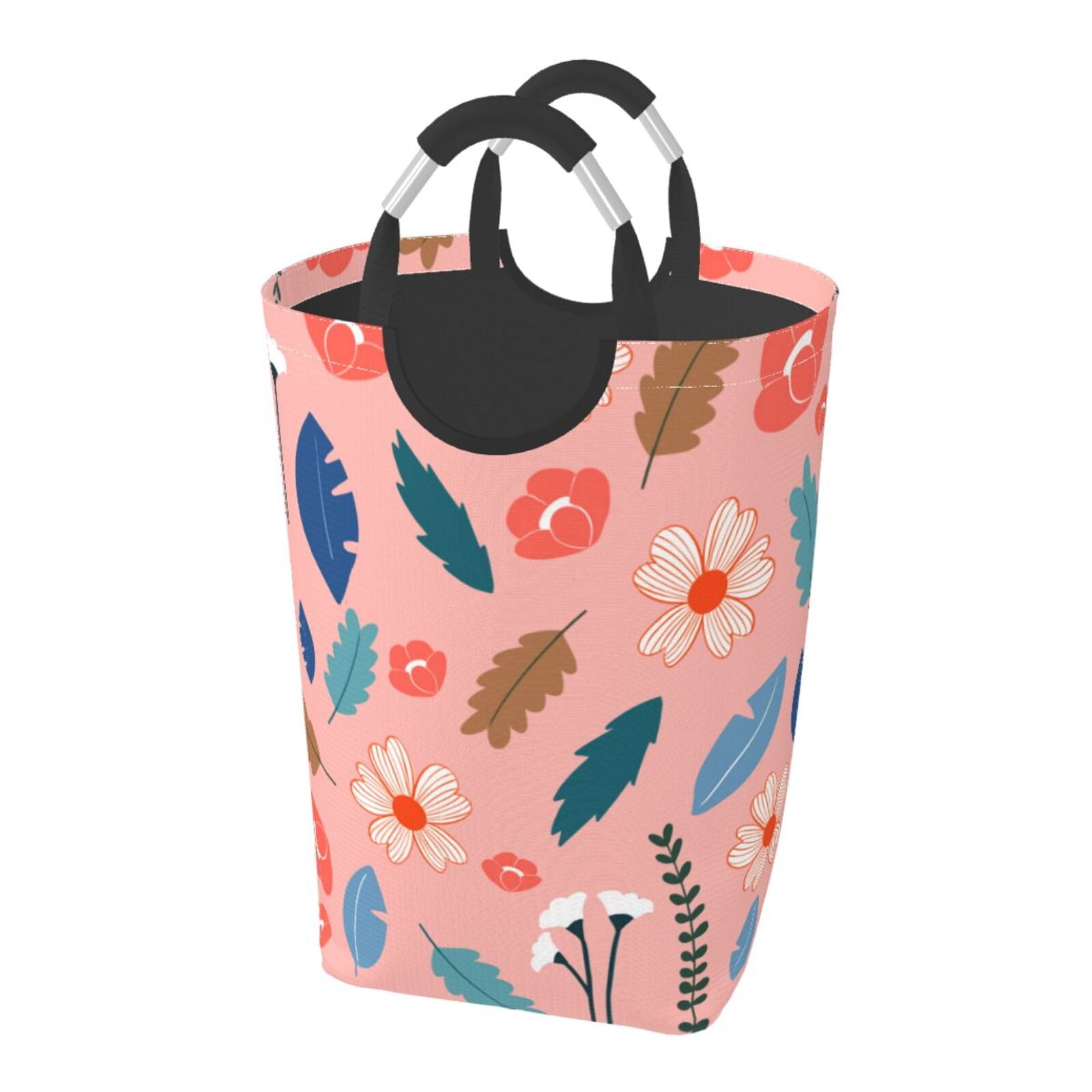 Flowers Plants Rectangle Laundry Basket,Collapsible Folding Tall