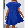 thumbnail image 2 of Royal Blue Solid Ruffle Hem Smock Dress With Flutter Sleeves For Casual Holiday Wear, 2 of 6