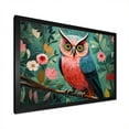 thumbnail image 2 of Designart "Owls' Gaze in Pink and Blue Hues II" Animals Framed Wall Art Decor - Modern Farmhouse Blue Owl Entryway Framed Wall Art Print, 2 of 6