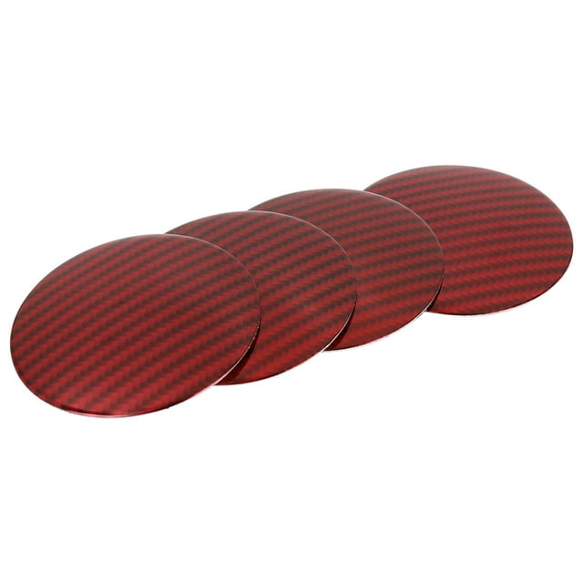 Unique Bargains 4pcs Car Auto 65mm Plastic Wheel Center Hub Cap Sticker Universal Red Carbon Fiber Pattern