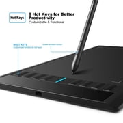UGEE M708 10 x 6 Graphics Tablet, 8192 Pressure Sensitivity, Battery-Free Stylus, Black