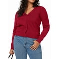 thumbnail image 2 of Women'S Soft Cropped Cardigan Casual Shawl Sweater Top Red L, 2 of 6