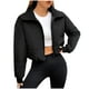 thumbnail image 2 of Chaqueta de béisbol de algodón con cuello levantado para mujer, informal, de manga larga, sin capucha, ajustada, a cuadros, cálida, resistente al viento y a la moda., 2 of 8