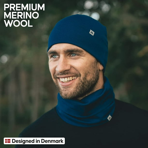 DANISH ENDURANCE Merino Wool Beanie for Men & Women, Premium Hat, Ridge  Cuff, Technical Blend 