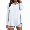 thumbnail image 2 of Godom Shirts for Women Oversized Long Sleeve Button Down Shirts Blouses Tops with Pocket, 2 of 7