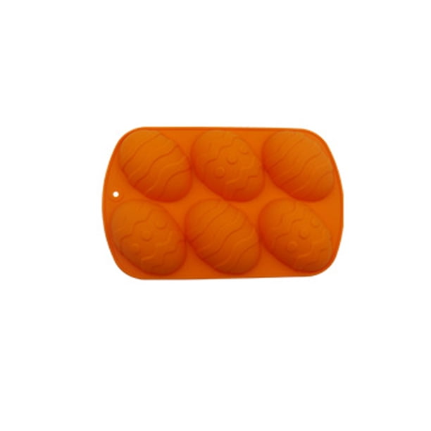 Moldes de fondant Accesorios para hornear en la cocina Forma de huevo de Pascua Molde en relieve de 6 cavidades Molde de jabón hecho a mano Die Herramientas y accesorios para hornear Naranja Bewildely HA061953-04B