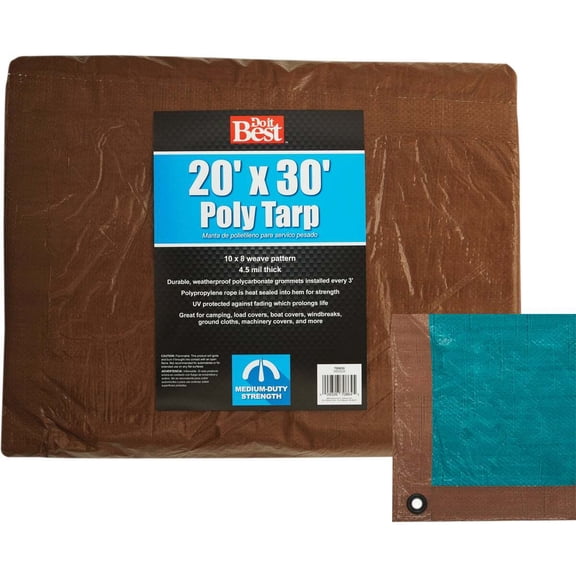Do it Best Tools Poly Tarp Reversible - Medium Duty, Durable - 20 x 30 Green/Brown