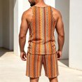 thumbnail image 5 of QSAWXQZ Men's Vintage Jacquard 2PC Outfits Set Lapel V Neck Short Sleeves Shirt Elastic Waist Shorts with Pockets Athletic Outfit for Summer XL, 5 of 9