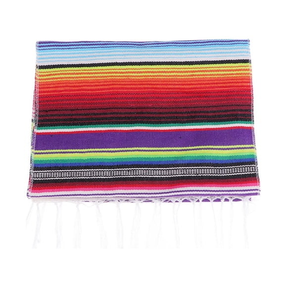 EeaseMX Mantel de algodón arcoíris, camino de mesa colorido, lavable, para mesa de comedor, tapete de picnic (bandera arcoíris morada)