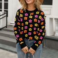 thumbnail image 5 of Bovemsi Sweaters for Women Cozy Autumn New Round Neck Knitted Long Sleeve Sweater Women's Print Warm Comfortable Fit Street Style Fall Sweaters, 5 of 9