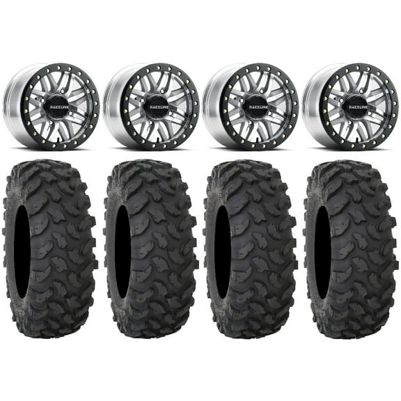 Raceline Ryno Bdlk 15" Mh Wheels 30" XTR370 Tires Can-Am Commander Maverick Renegade Outlander Defender