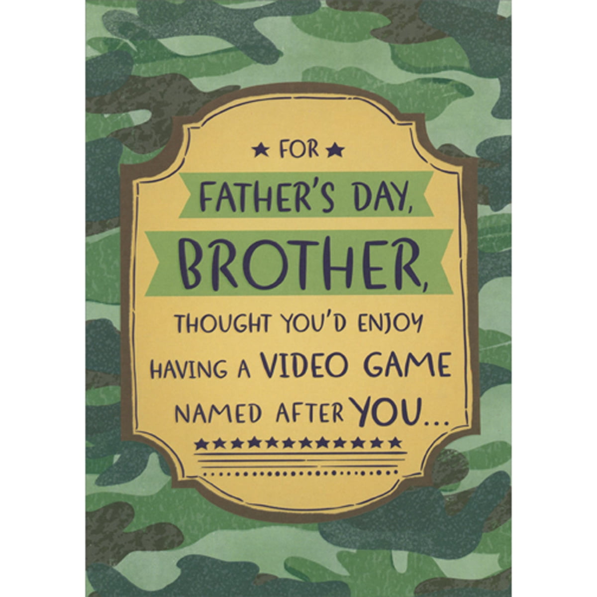 Designer Greetings Enjoy Having a Video Game Named After You: Green Camouflage Humorous / Funny Father s Day Card for Brother