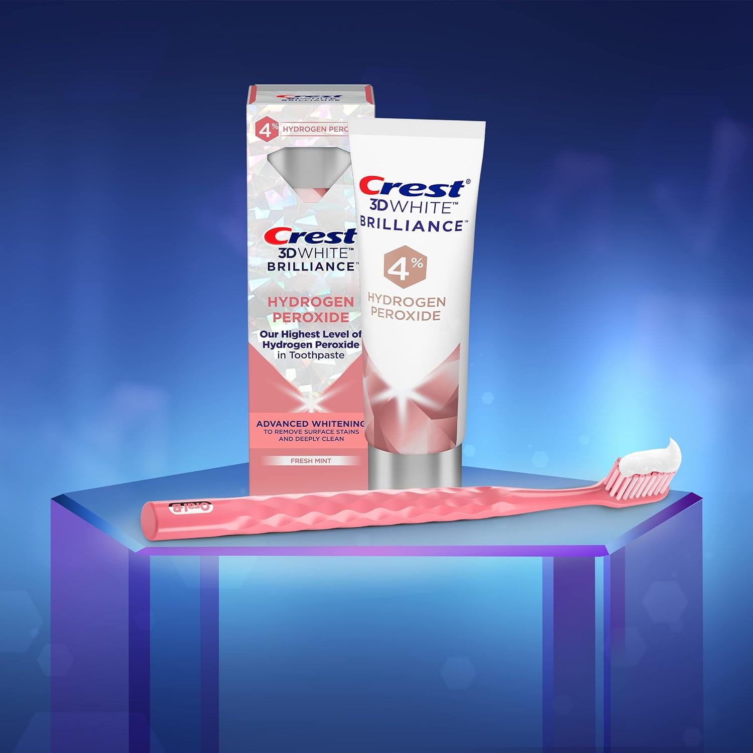 Crest 3D White Brilliance Hydrogen Peroxide Toothpaste with Fluoride, 3.8 oz Large Size (3 Pack)