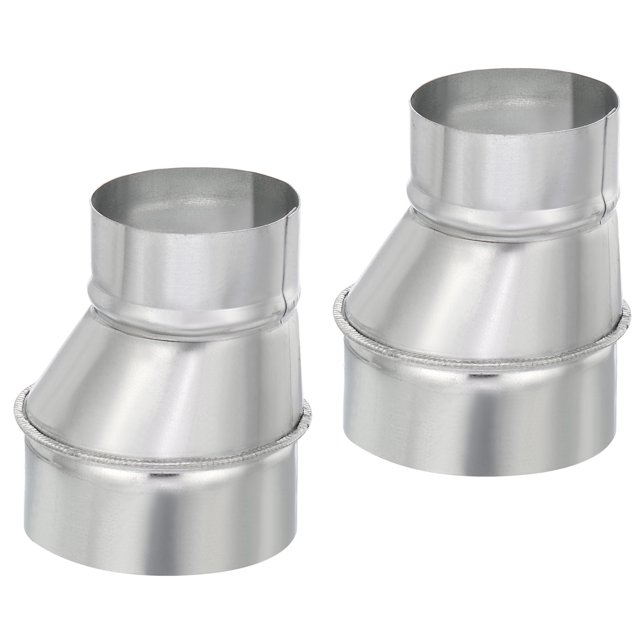 Uxcell Réducteur de Conduit Excentrique 4 Pouces à 3 Pouces, 2 Pcs Connecteur de Conduit en Fer Galvanisé Adaptateur de Conduit d'Air Rond