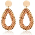 thumbnail image 2 of Handmade Woven Drop Earrings, Rattan Earrings For Women,Lightweight Geometric Vintage Earrings,Straw Wicker Braid Drop Earringss, 2 of 7