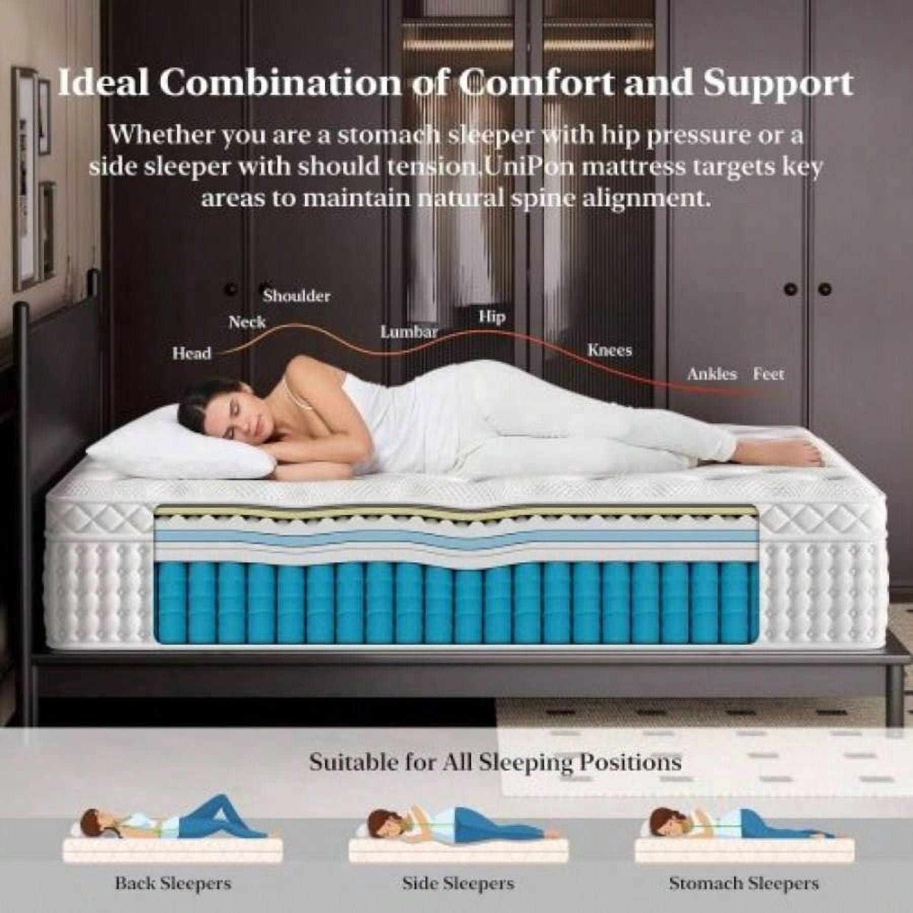 14 Inch King Size Hybrid Mattress, Foam Pocket Spring, Medium Firm, Spine Support, Quiet Breathable for Bedroom