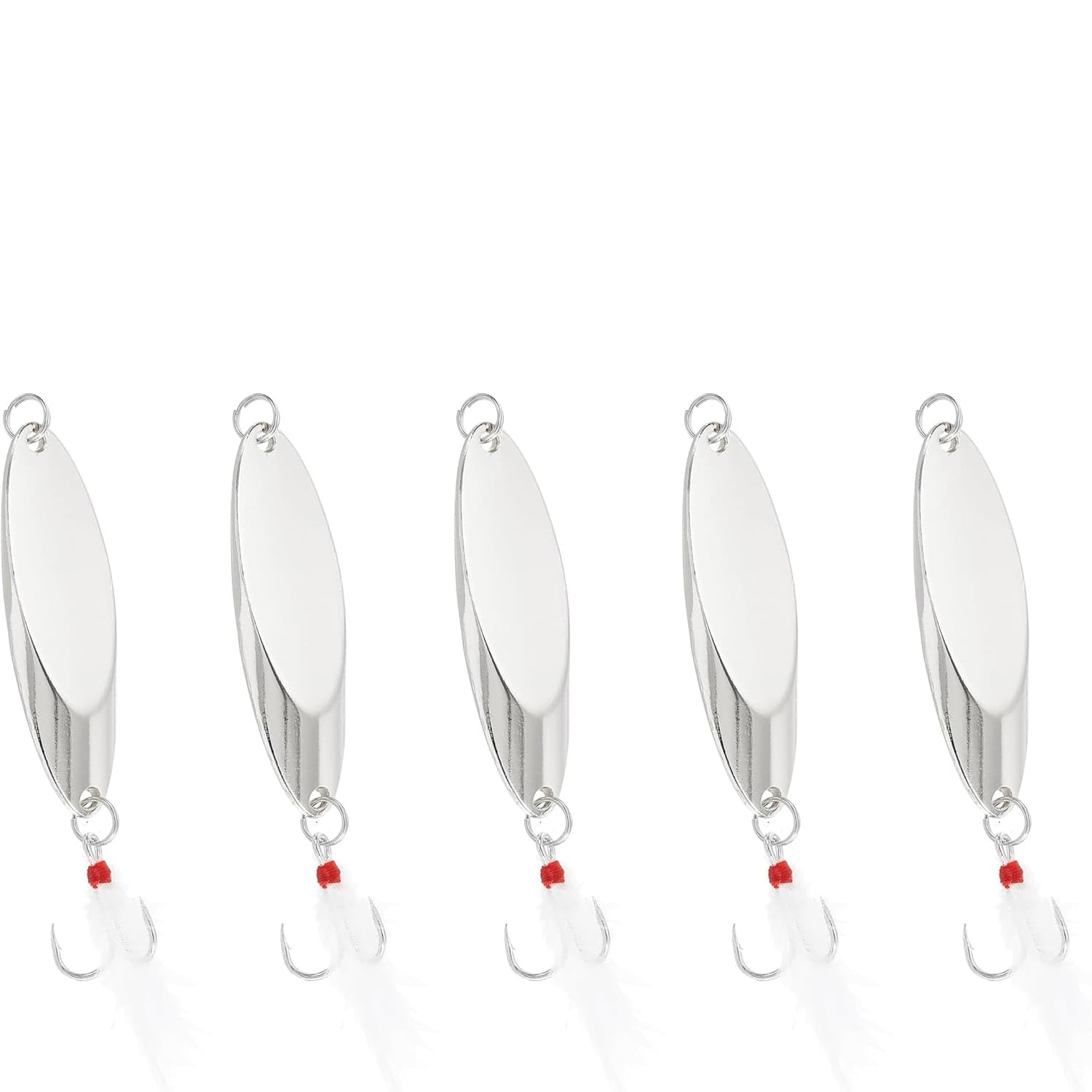 BESTSKY Fishing Spoons Fishing Lures Hard Metal Spinner Baits Reflective Casting Spoon Treble Hooks Jigs for Freshwater Saltwater,5 PCS with Box Bright fishing spoons