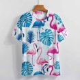 thumbnail image 3 of Flamingo Pattern Women's Short Sleeve T-Shirt Crew Neck Casual Summer Trendy Loose Fit Tops, 3 of 6