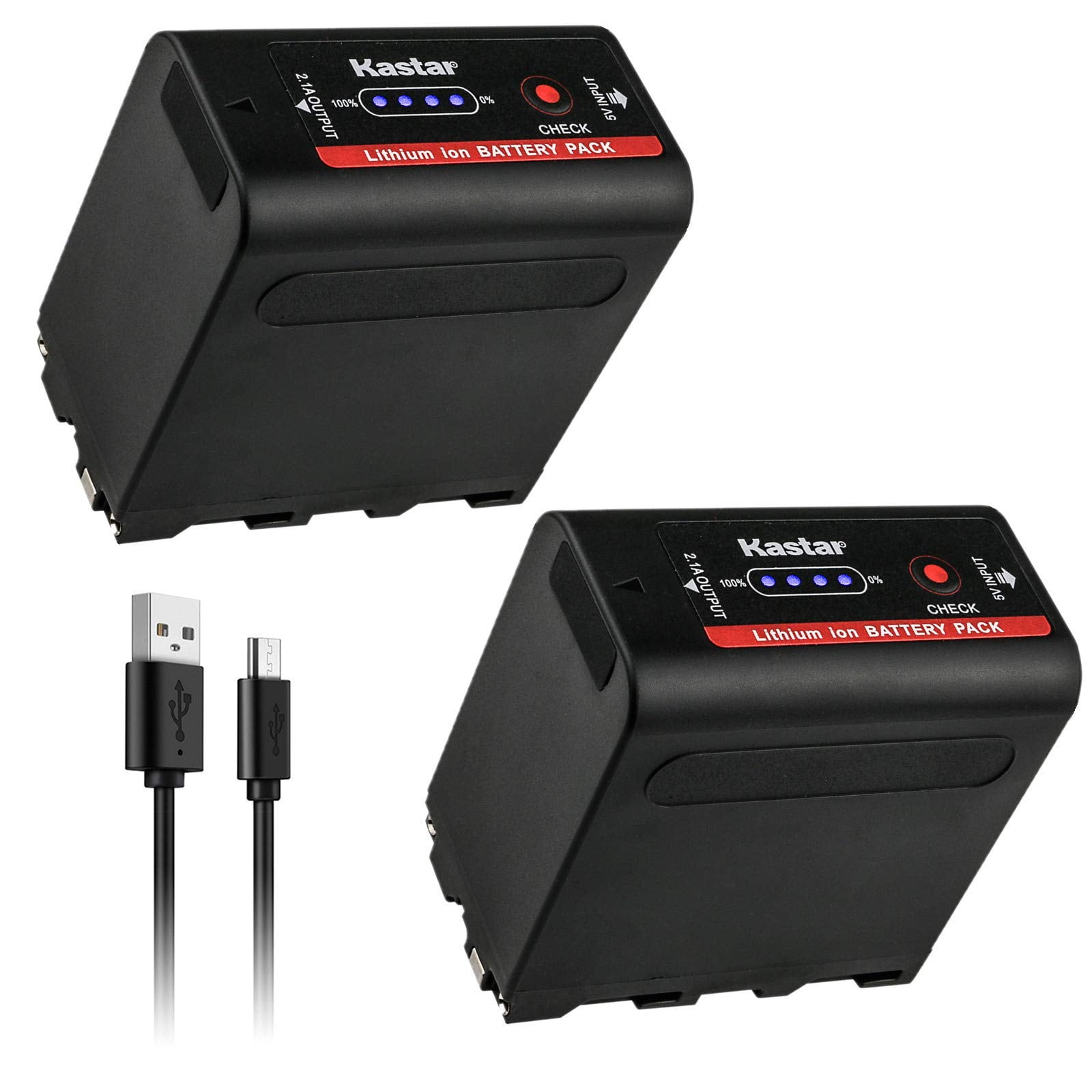 Oyomba 2 x 7800mAh NP-F970 batterij voor Sony NP-F980 NP-F960 NP-F750 NP-F930 reservebatterijen compatibel met Sony DCR-VX2100, DSR-PD150, DSR-PD170, FDR- AX1, HDR-AX2000, HVL-LBPB met 5 V USB-uitgang