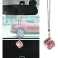 thumbnail image 2 of Hotpom 2PCS Diamond Dice Car Rear View Mirror Pendant Sparkly Crystal Ornament Easy to Install Car Decoration Accessories Blue, 2 of 7