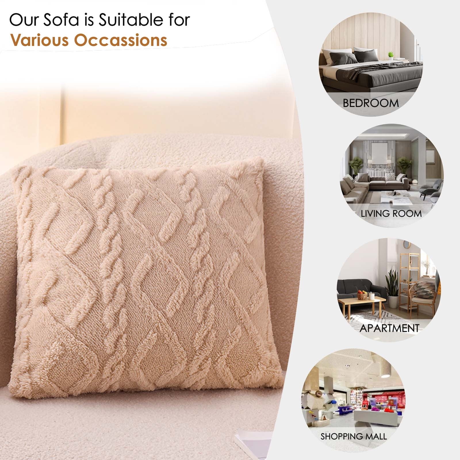 Amvlyk Geometric Motifs Couch Pillow Cases Throw Pillows Home Decor for Living Room Bedroom Bed Outdoor Cushion Cover（17.72x17.72In,Pillow Cover Only）Beige