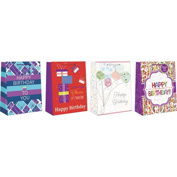 Bolsa de regalo con imágenes de papel surtidas, tamaño grande, cumpleaños para adultos (paquete de 1