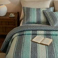 thumbnail image 3 of 3-Piece Lightweight Polyester Modern Striped Quilt Bedspread Set BY224, 3 of 13