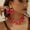pink, variant on Classic Fashion Aluminum Chain Necklace Earring Set Mother's Day Gift Party Fashion Outward Travel World Cup Clothing Accessories