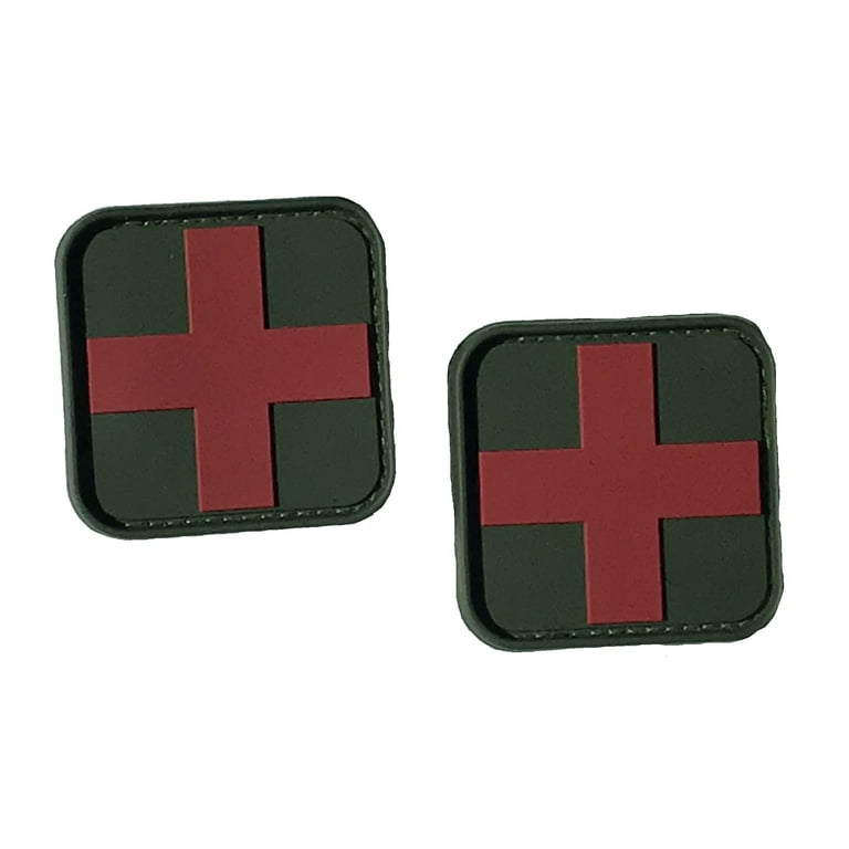 Medic First Aid Morale Patch (2 Pack) - Perfect for IFAK Rip Away Pouchs,  EMT, EMS, Medical, First Response Kit, EDC Bag (OD Green-Red) 
