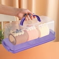 thumbnail image 2 of 2 Pcs Portable Bread Box with Handle Loaf Cake Container Plastic Rectangular Food Storage Keeper Carrier 13-inch Translucent Dome for Pastries, Bagels, Bread Rolls, Buns or Baguettes (Purple), 2 of 5