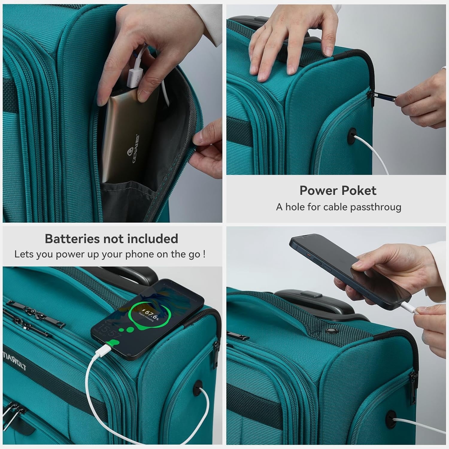 TIAWOLT 16 Inch Underseat Carry on Luggage With Wheels Softside Lightweight Compact Business Suitcases Travel Bag with Spinner Wheels Airline Approved Luggage for Short Trip,Green