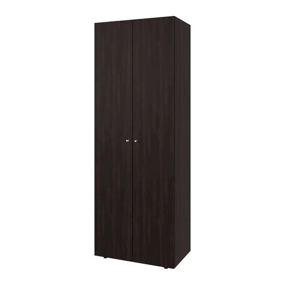 Fm Furniture 2-Door Wardrobe Cabinet, 4 Shelves, Vertical Storage, 66.9"H, Stained Walnut