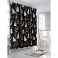 thumbnail image 3 of Christmas Tree Shower Curtain Set, Waterproof Shower Curtains for Bathroom, Winter Xmas Pine Leaf Snowflake Black Washable Fabric Cloth Bath Curtain for Bathtub Decoration with Hooks 54x78 Inches, 3 of 6