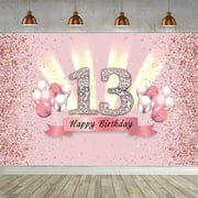 13th Birthday Decorations for Girls Happy 13th Birthday Backdrop Banner Party Deco Girl 13 Years Old Anniversary Party