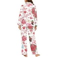 thumbnail image 4 of Renewold Fashion Soft Button Pajama for Valentine's Day Gifts Roses Hearts Women Sleep Jogger Nightwear Clothing Size 3XL 2 Packs Warmth Pjs Sweatsuit Sweatpants Set with Pockets, 4 of 6