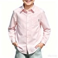 thumbnail image 2 of Lumtrix Boys Dress Shirts Long Sleeve Collared Button Down Shirts Lightweight Comfortable Solid Youth Uniform for Kids Pink 150, 2 of 5