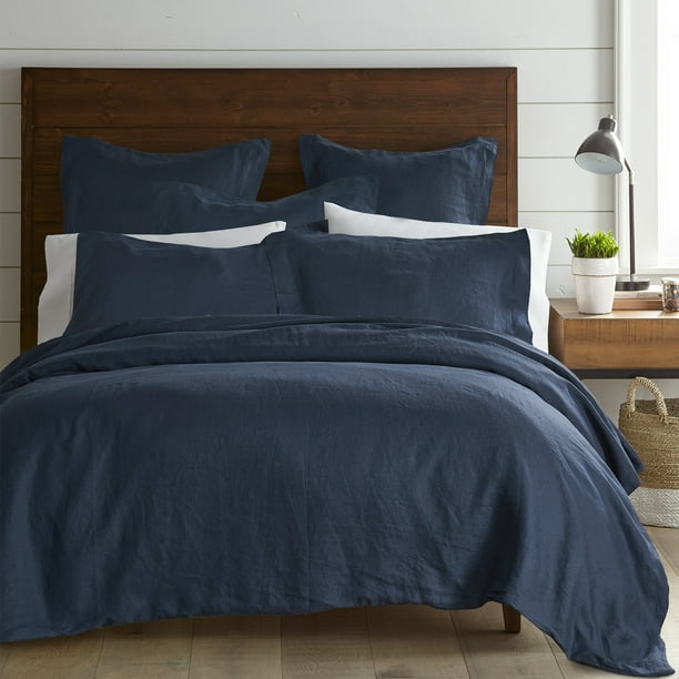 Levtex Home 100 Linen Twin Duvet Cover Washed Linen in Navy
