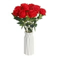 thumbnail image 3 of 10PC Artificial Silk Rose Flowers with Leaves and Thorns, Snow Mountain Style Real Touch Fake Roses for Wedding Bouquet Centerpieces, Home Decor Arrangements in Burgundy Red, 3 of 6