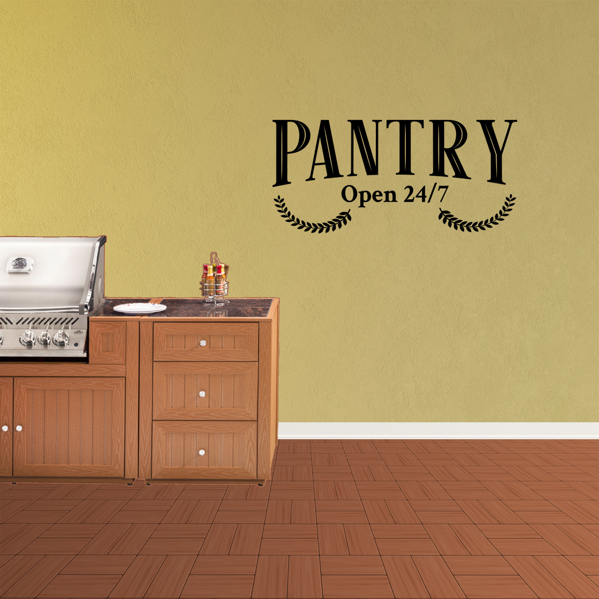 Pantry Open 24//7 White tin Sign 16 x 6 tin Sign Wall Decor