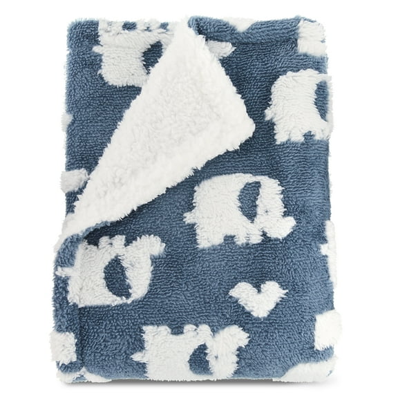 Parent's Choice Blue Texture Elephant Blanket for Infant Boys and Girls, 30" x 40"