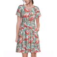 thumbnail image 1 of Bixox Robe d'Été à Manches Courtes pour Femmes Robe Ample Longueur Genou avec Poches-Rose Flamant Rose, 1 of 7