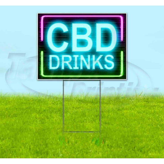 Cbd Drinks Neon (18" x 24") Yard Sign, Includes Metal Step Stake