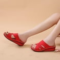 thumbnail image 3 of KBODIU Women's Sandals, Women Orthopedic Sandals with Arch Support Wedge Heel Flat Open Toe Sandals Vintage Cutout Slippers Summer Beach Sandals Wedge Shoes Red 39, 3 of 7