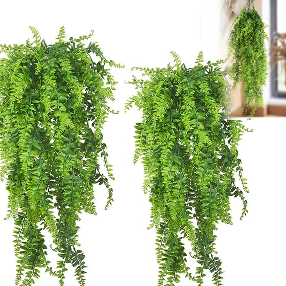 Artificial Boston Ferns, 2025 Fake Fern Artificial Hanging Ferns Outdoor Faux Hanging Greenery Plant Indoor UV Resistant Plastic Plants for Wall, Wedding Party, Holiday Decor,
