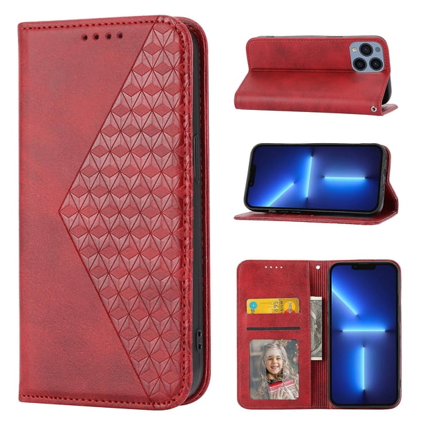 Funda de piel sintética estilo empresarial para iPhone 14 Pro con tarjetero Lenyard