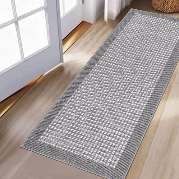 Findosom 20"x59" Hallway Runner Rug Non Slip Entryway Mat with Rubber Backing Machine Washable Laundry Runner Rug Long Indoor Doormat Entrance Floor Mat Runner for Garage Kitchen Laundry Gray