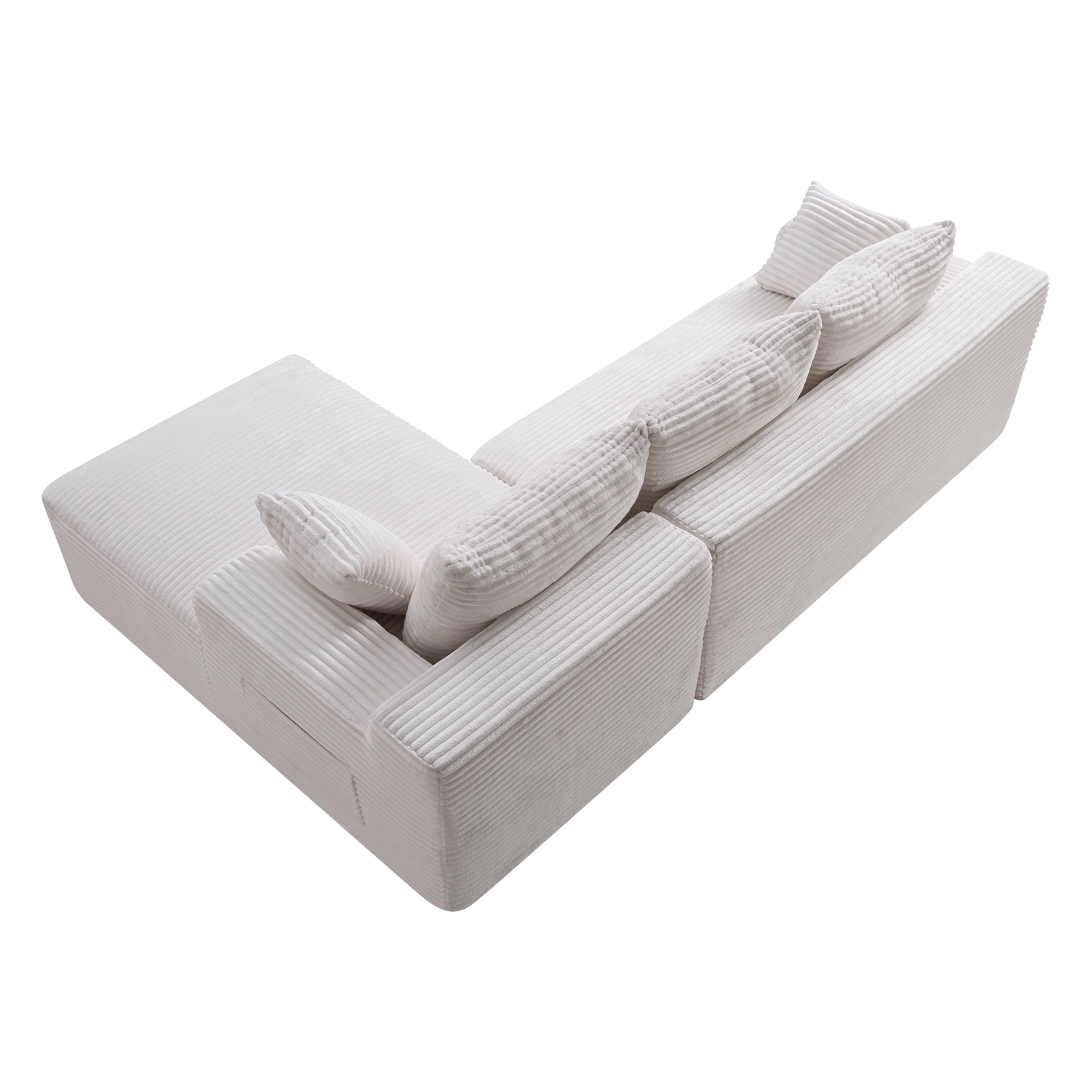 MOONMISS L-Shaped Cloud Sectional Couch with Chaise,Modern Corduroy Upholstered Modular Boneless Sofa,No Assembly for Living Room Apartment(White,Right)